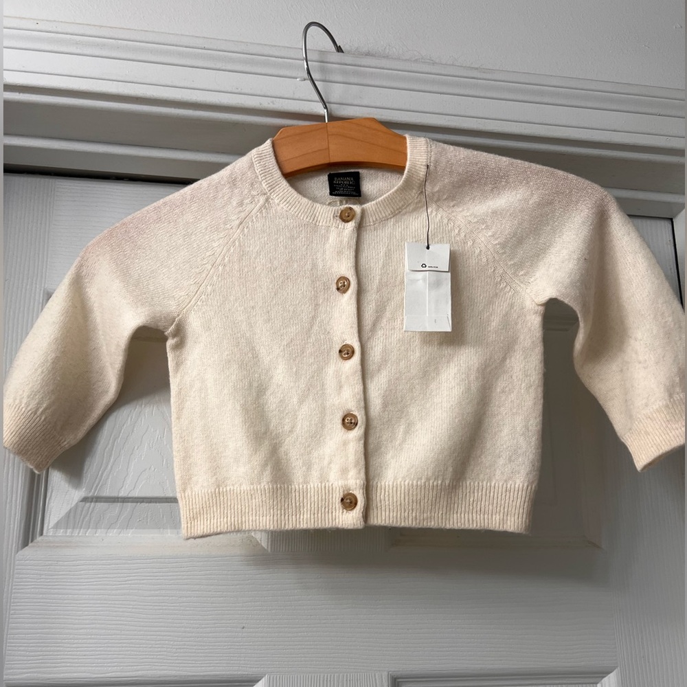 Banana Republic Ivory Baby Cardigan- Wool/ Cashmere Blend Sz 12/18 months